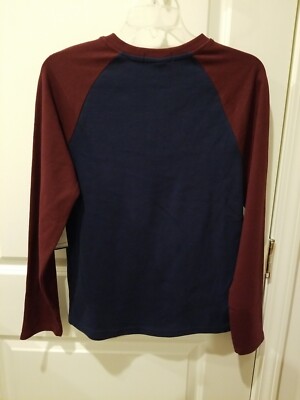 Polo Assn Boys Henley Raglan Thermal Navy/Burgundy Size XXL(18)