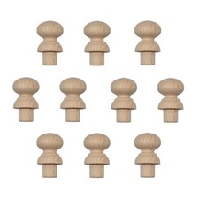 PACK OF 10 Small Wooden Beech Victorian Style Knobs with Spigots, 18mm Dia. (¾")