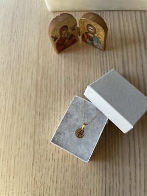 18K Gold Plated Mini Pendant IC XC NIKA Orthodox Greek Cross Coin