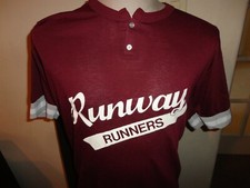 Vtg 90's Maroon Runway Runners 27 2 Button 50-50 Jersey Shirt Adult L Nice Rare