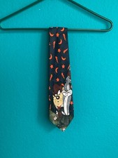Looney Tunes Mania Men's Black Neck Tie Vtg 1996 Bugs Bunny Taz