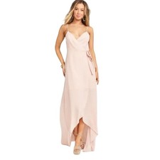 Show Me Your Mumu Sz.Large Formal Mariah Wrap Dress V Neck High Low Blush Pink