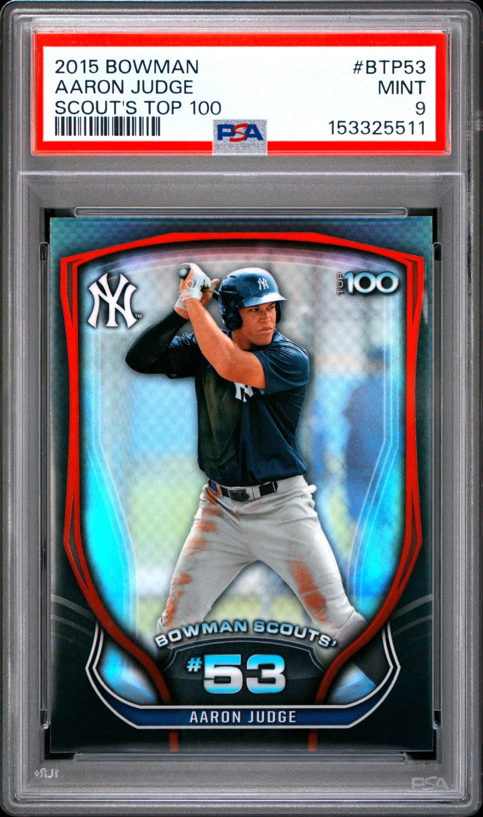 2015 Bowman AARON JUDGE #BTP53 Scouts Top 100 PSA 9 Mint Yankees