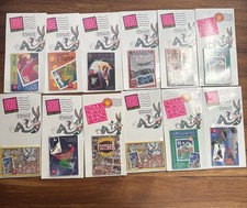 Vintage Looney Tunes Stampers Saver Cards Lot Bugs Bunny USPS Stamp Sets Sealed
