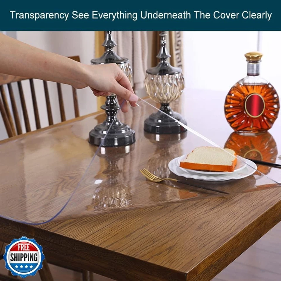 Wadrac Clear Table Protector Cover Oblong PVC Tablecloth Plastic Cloth Easy C - Image 4 of 4