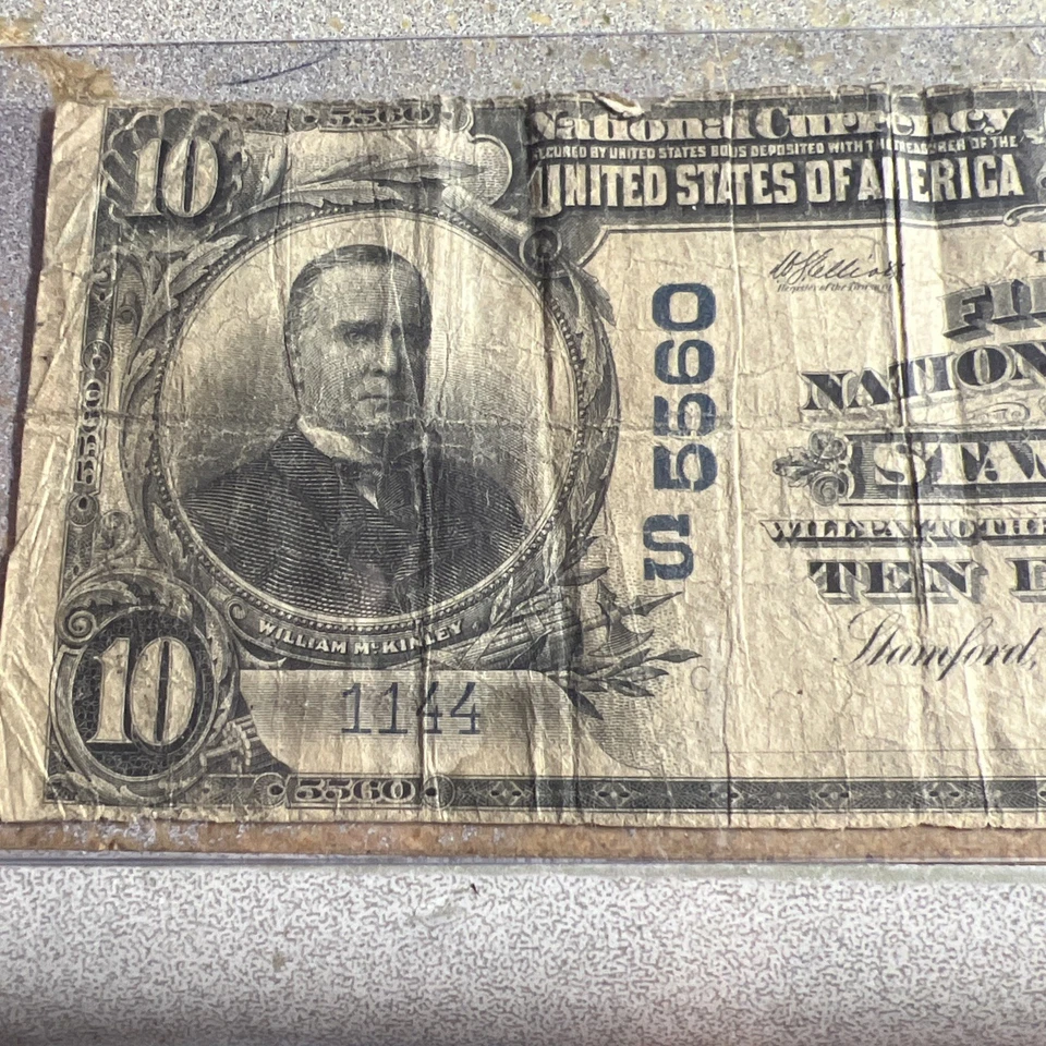 1902 $10 Large Bill Stanford Texas First National Bank Note - Image 2 of 4