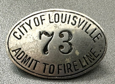 Very Rare Authentic 2-digit FIRE LINES Badge CITY OF LOUISVILLE Kentucky Dept.