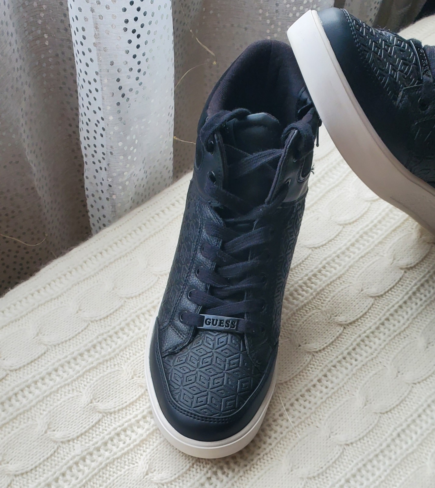 GUESS Women's Black Patterned High-Top Sneakers - image 2