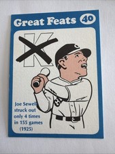 1972 Laughlin Great Feats Baseball Blue Border Joe Rip Sewell Card #40 NM