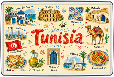 Tunesien Kühlschrankmagnet Reise Souvenir Geschenk Sidi Bou Said Sahara Djerba Medina UK
