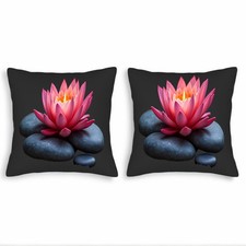 Set of 2 Square Throw Pillow Covers 18x18in - Vibrant Flower Design