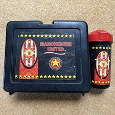 Vintage 1980s Hard Lunchbox And Flask Manchester United 1981 Bluebird Toys