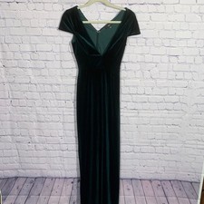 Lulus Womens Velvet V-Neck Maxi Dress Emerald Green XS Whimsigoth Fairy Grunge