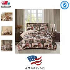 Rustic Lodge Quilt Set Full/Queen Size Country Cabin Bedspread Coverlet Queen...