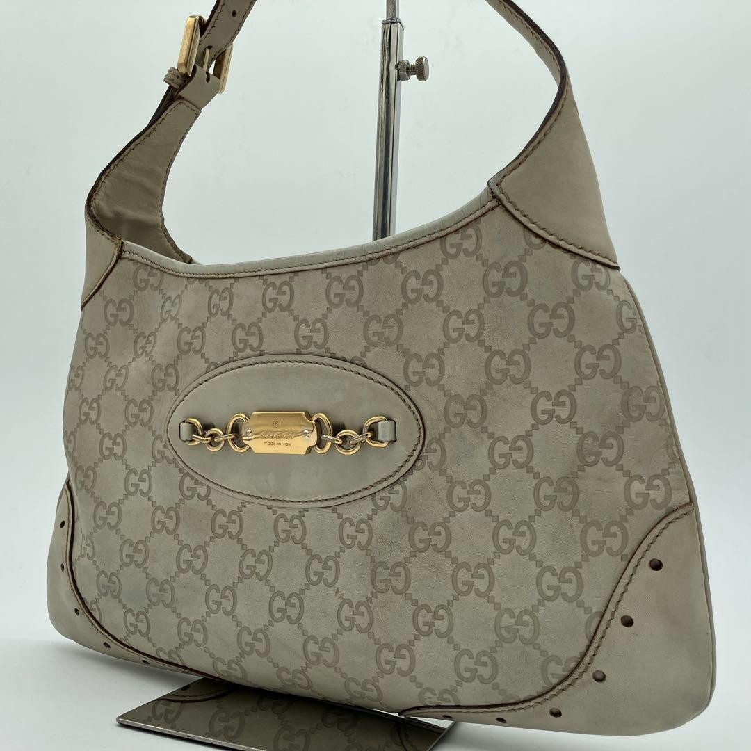 Borsa a tracolla Gucci avorio hobo GG tela Horsebit oro ferramenta originale