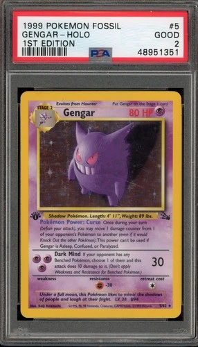 Pokemon Gengar Fossil 1st Edition Holo Rare #5 PSA 2