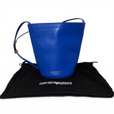 Borsa a tracolla Emporio Armani Bucket in pelle blu da donna USATA GIAPPONE