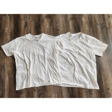 Polo Ralph Lauren Men T-Shirts Lot of 2 White Size 2XL V Neck Short Sleeve
