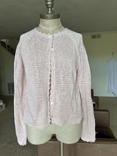 NEU Vintage Laura Ashley Strickjacke Pullover Rosa Rose Neu mit Etikett Strick mit Knöpfen