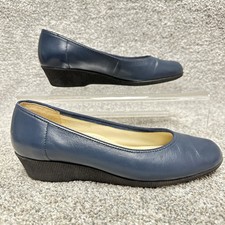 Vintage 80s 90s Wedge Shoes Sz 7 Leather Comfort Minimalist Quiet Luxury Office