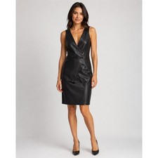 Armani Exchange Faux Leather Peplum Mini Dress Womens 0 Womens Black Modern