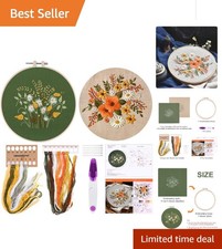 Beginner-Friendly Embroidery Kit - 2 Sets with Floral Patterns and Accessories