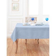 Solino Home 100 Linen Tablecloth Sky Blue, Classic Hemstitch 60 x 144 in
