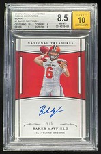 2018 National Treasures Rookie RPS Black #RSBM Baker Mayfield RC Auto /5 BGS 8.5