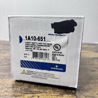 NEW White-Rodgers Emerson 1A10-651 Light Duty Line Voltage Heat-Cool Thermostat