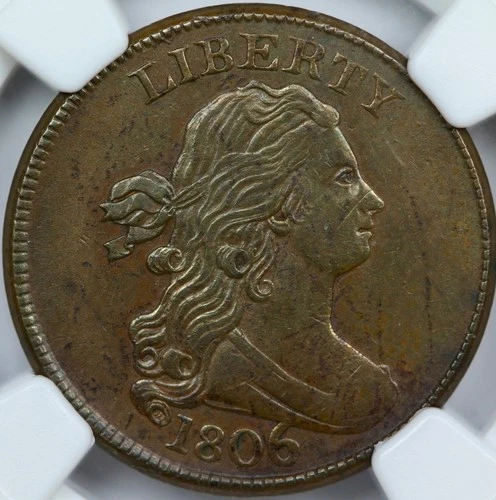 1806 HALF CENT, LARGE 6 W/ STEMS NGC MS62 BN