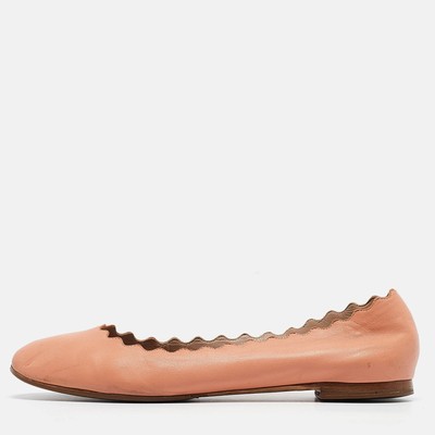 Chloe Ballet Pumps Chloe Peach Pink Scalloped Leather Lauren