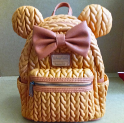 Loungefly Disney Minnie Mouse Bow Mini Backpack Tan Pink Tan/Brown NWOT