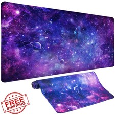 Cyberpunk Space XXL Gaming Mouse Pad 31.5x15.7" Purple Planet