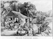 The old plantation home,c1872,Currier & Ives,Photograph,family,banjo,dancing