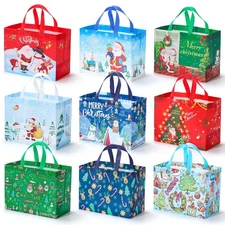 Christmas Gift Bags Non-Woven Reusable Holiday Gift Bags with Handles Tote Bag