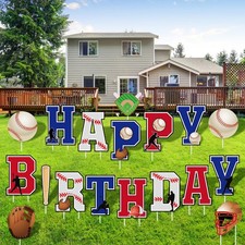 18 Pcs Happy Birthday Yard Signs with Stakes Decorations Themed Party Decorat...