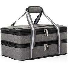 Stack Store Plus More Insulated Casserole Carrier for 16" x 11" x 6", Gray