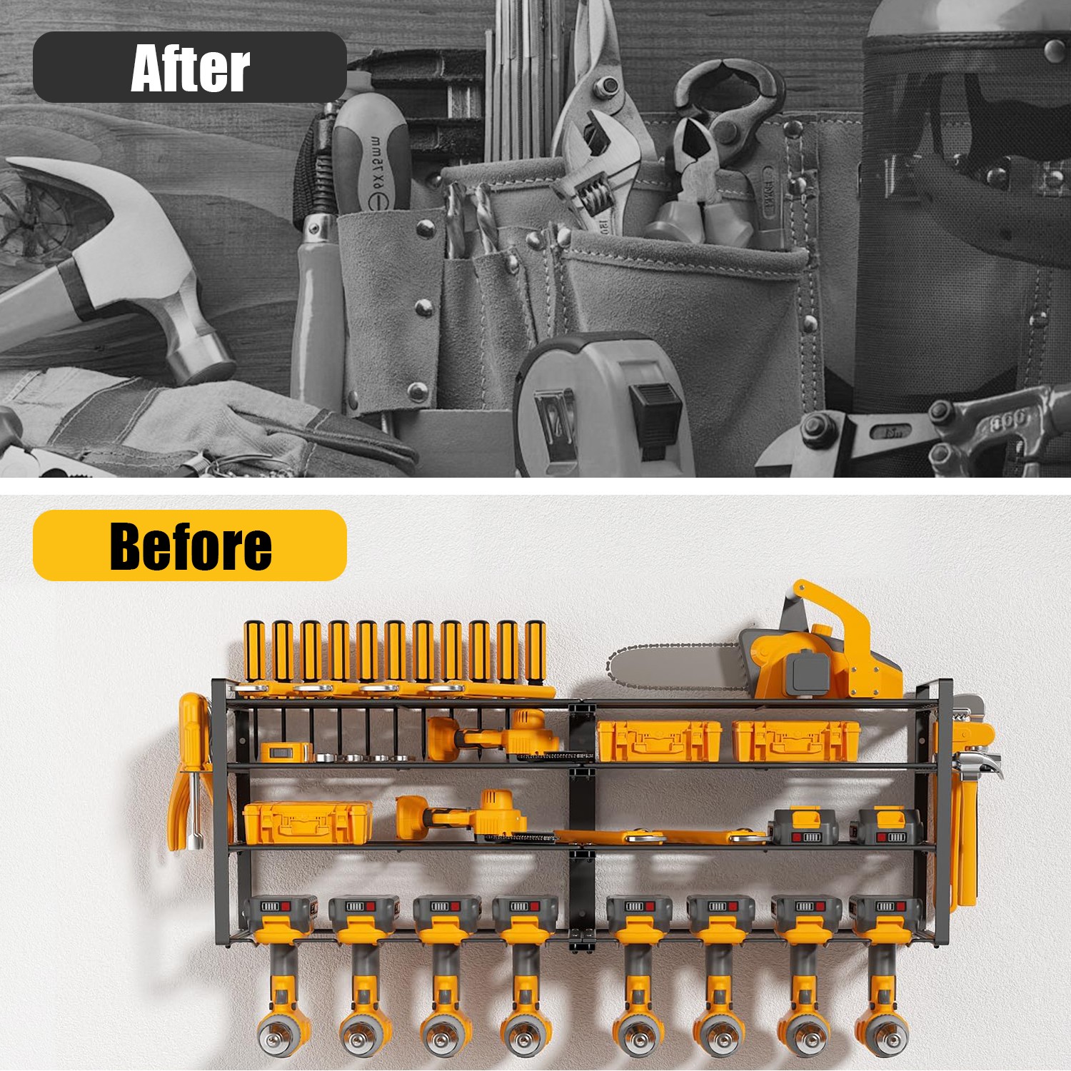 XXL 8 Drill Power Tool Organizer Storage Rack Cordless Tool Rack Holder 4 Layer