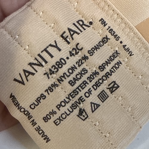 Vanity Fair Beauty Back Smoothing Full Figure strapless Bra 76080 Size 42 C - Picture 8 of 9