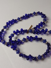 17.5 Inch Blue Glass Bead Necklace