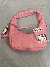 NEW Sanrio Hello Kitty Pink Shoulder Quilt-Like Mini Purse w/ Gold/Pink Chain