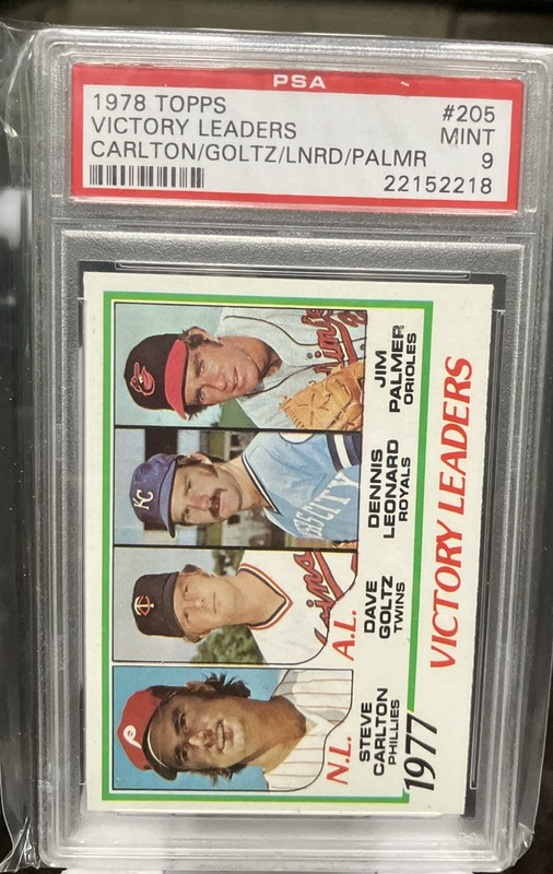 1978 Topps #205 Victory Leaders Carlton Goltz Leonard Palmer PSA 9 Vintage HOF