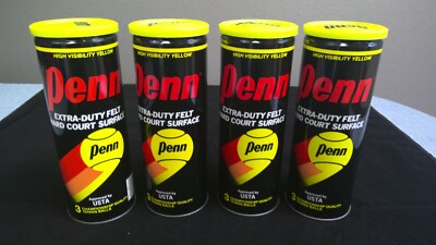Lot of 4 Vintage Sealed Cans PENN X-76 YHD High Visibility Yellow Tennis Balls