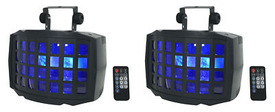 2) Rockville BD20 Battery Powered Wireless DMX DJ Party Dance Floor Derby Lights