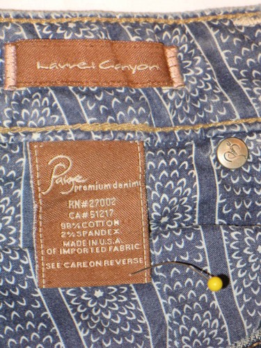Paige Laurel Canyon Low Bootcut Jeans Wm Sz 32 Blue Distressed w Stretch L28.5 - Picture 8 of 10