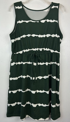 Cupshe Swim Cover-Up Dress Womans L Hunter Green White Soft New NWT