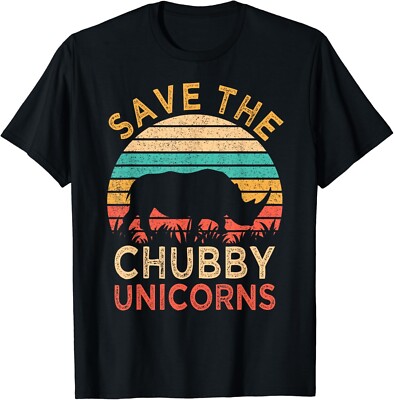 Save The Chubby Unicorns Vintage Funny Rhino Animal Rights Gift Unisex T-Shirt