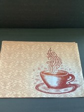Set of 4 Coffee Cappuccino Cup Themed Placemats Polyester Measures 12" x 18 NEW