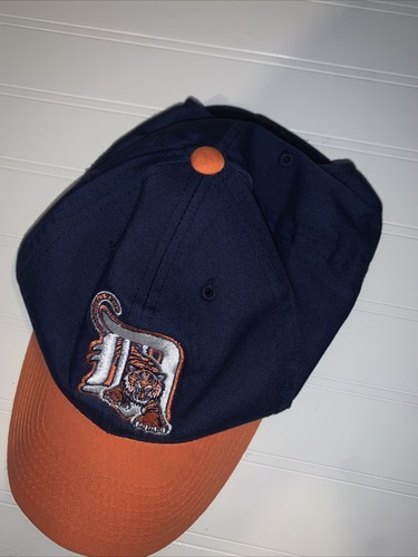 Vintage Detroit Tigers Hat Cap Blue Orange Snap Back Mens MLB Baseball - Picture 15 of 15
