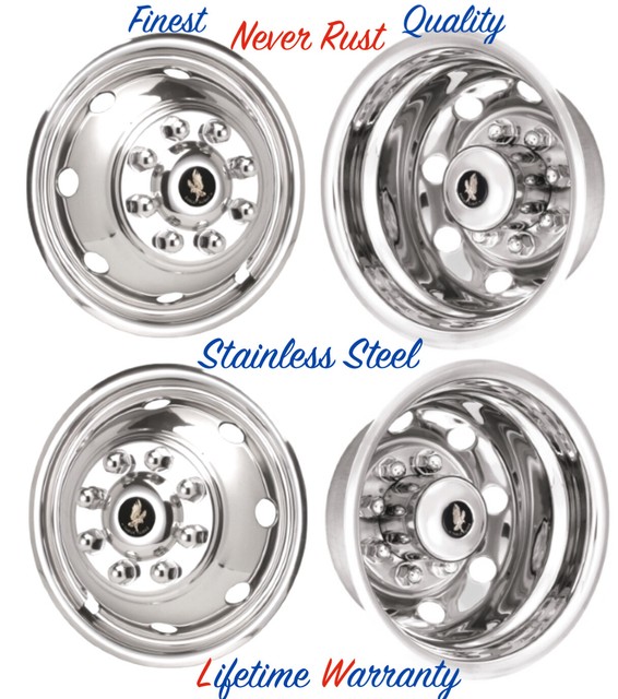 16" FORD E350 E450 8 LUG 8 HOLE DUAL STAINLESS WHEEL COVER RIM LINER